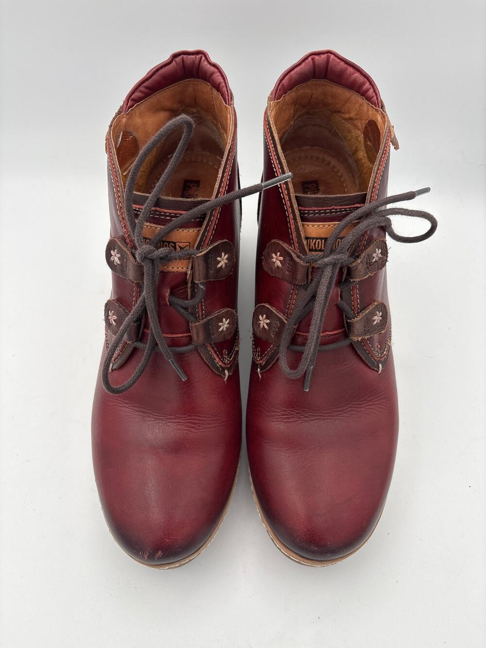 Women’s Pikolinos Size 9.5 Cherry Red Wedged Ankle Boots